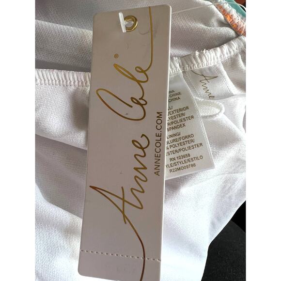 Anne Cole Swimsuit Size 16 Multi Wave Stripe Front Cutout Shirred One Piece NWT - Picture 8 of 9